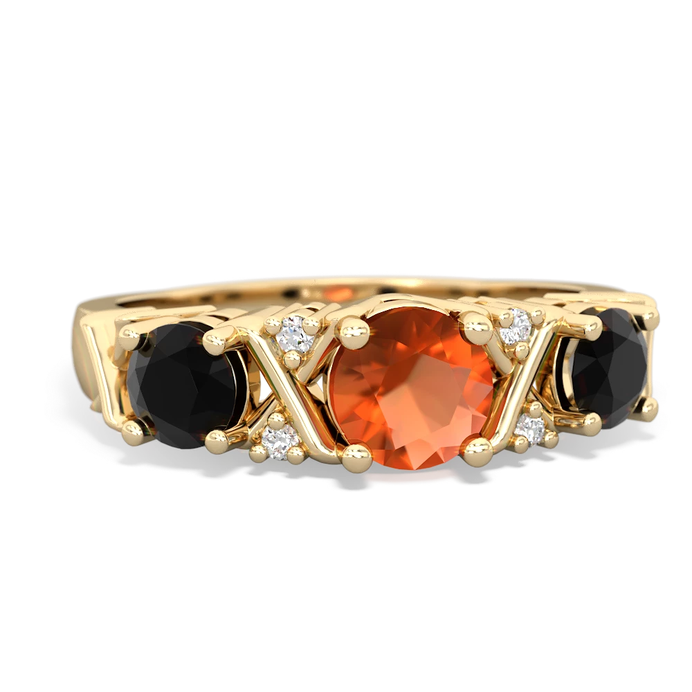 Fire Opal Hugs And Kisses 14K Yellow Gold ring R5016