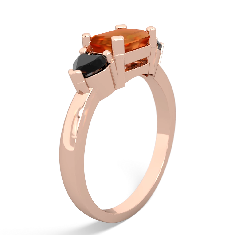 Fire Opal Three Stone 14K Rose Gold ring R5235