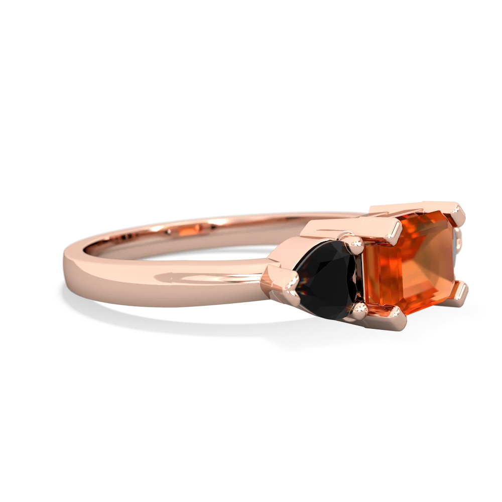 Fire Opal Three Stone 14K Rose Gold ring R5235