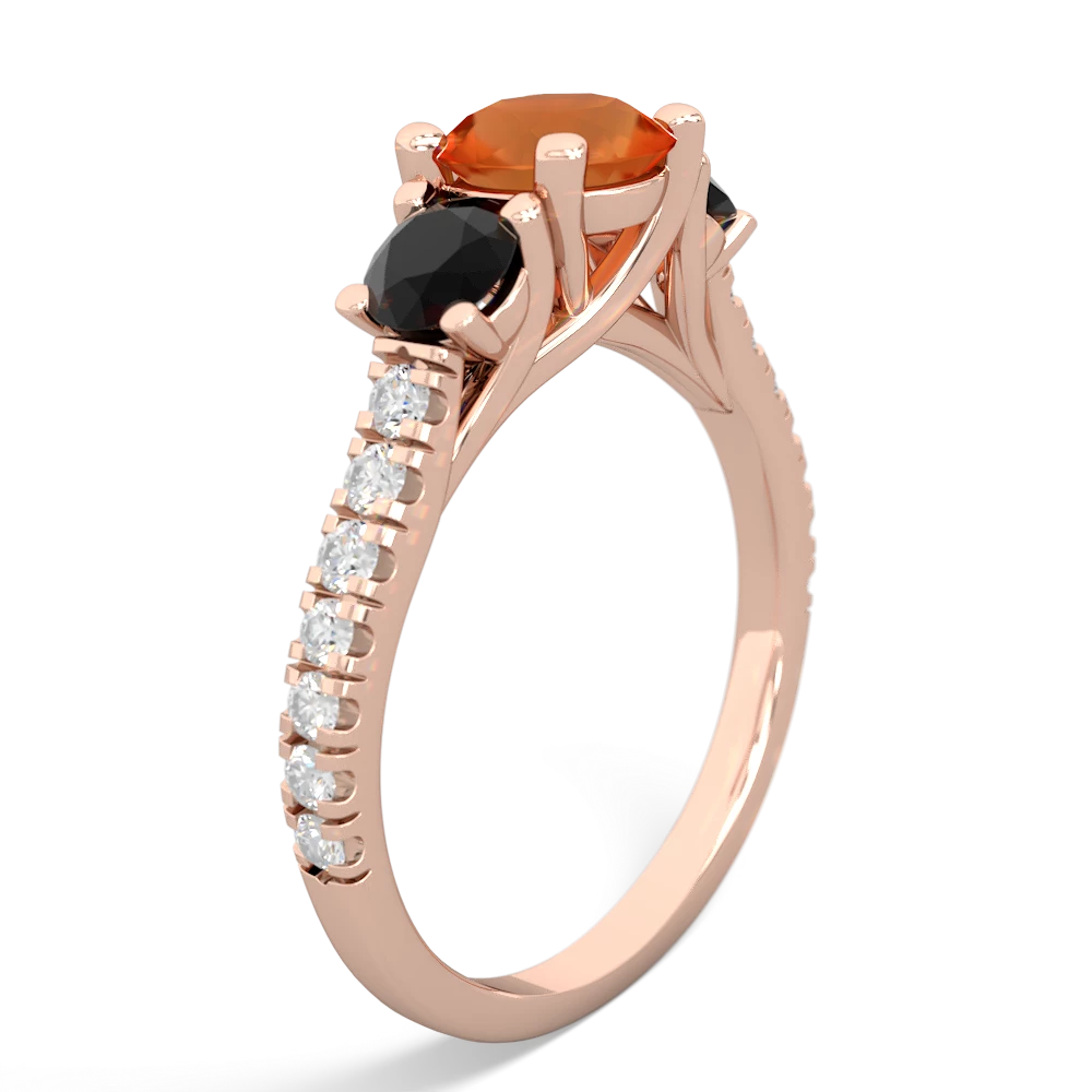 Fire Opal Pave Trellis 14K Rose Gold ring R5500