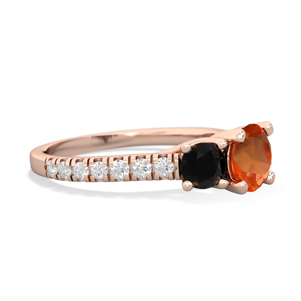 Fire Opal Pave Trellis 14K Rose Gold ring R5500