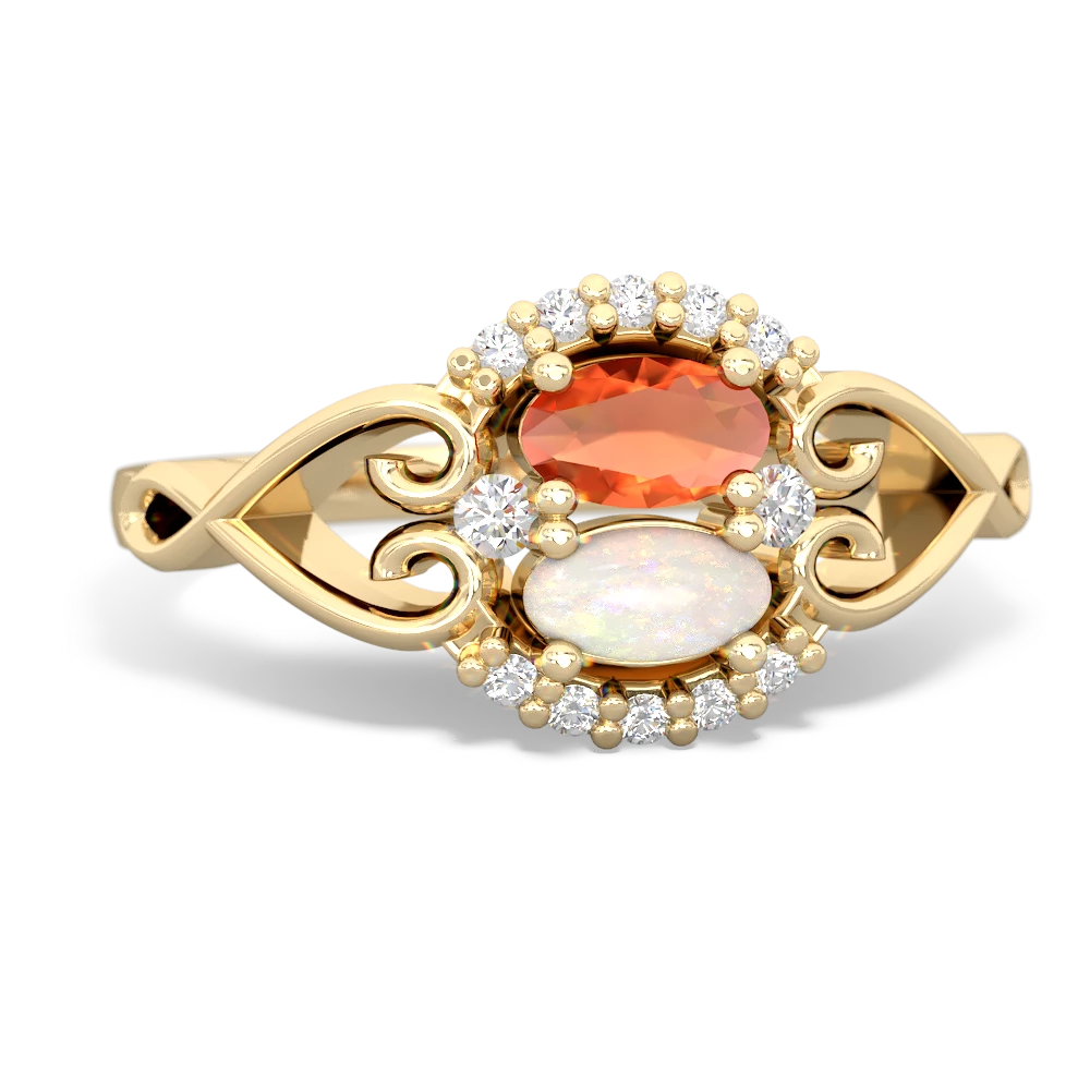 Fire Opal Love Nest 14K Yellow Gold ring R5860