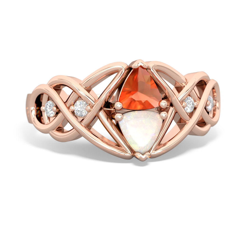 Fire Opal Keepsake Celtic Knot 14K Rose Gold ring R5300