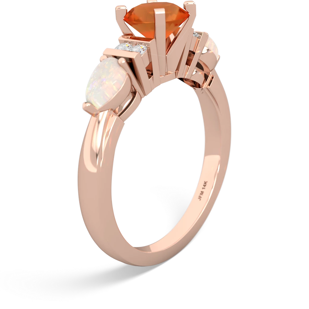 Fire Opal 6Mm Round Eternal Embrace Engagement 14K Rose Gold ring R2005