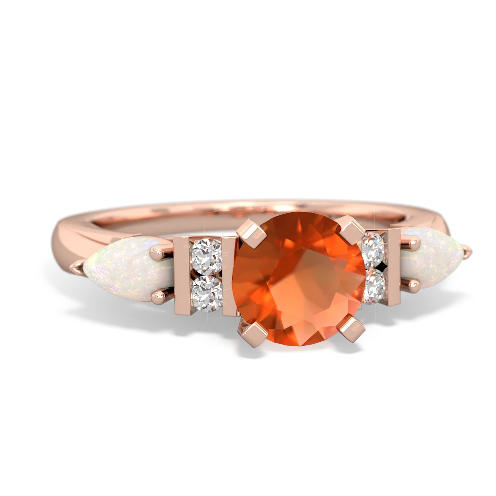 Fire Opal 6Mm Round Eternal Embrace Engagement 14K Rose Gold ring R2005