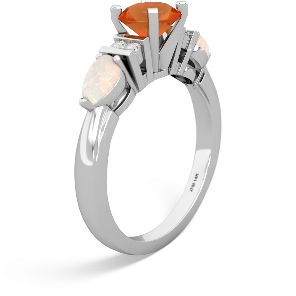 Fire Opal 6Mm Round Eternal Embrace Engagement 14K White Gold ring R2005