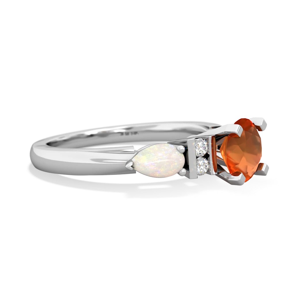 Fire Opal 6Mm Round Eternal Embrace Engagement 14K White Gold ring R2005