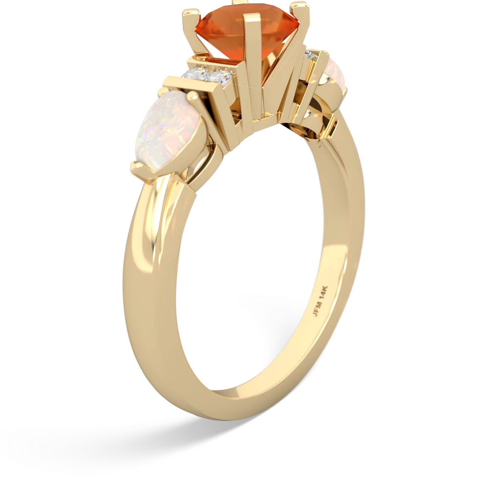 Fire Opal 6Mm Round Eternal Embrace Engagement 14K Yellow Gold ring R2005