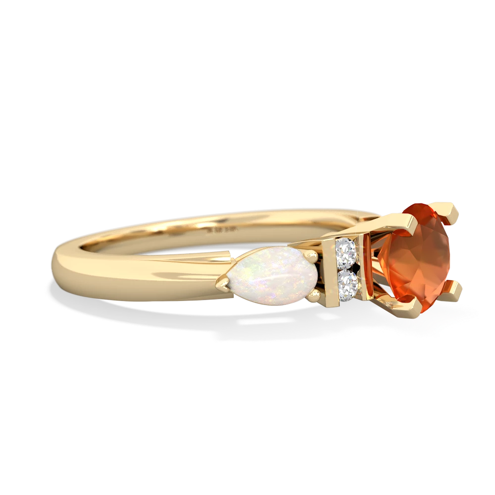 Fire Opal 6Mm Round Eternal Embrace Engagement 14K Yellow Gold ring R2005