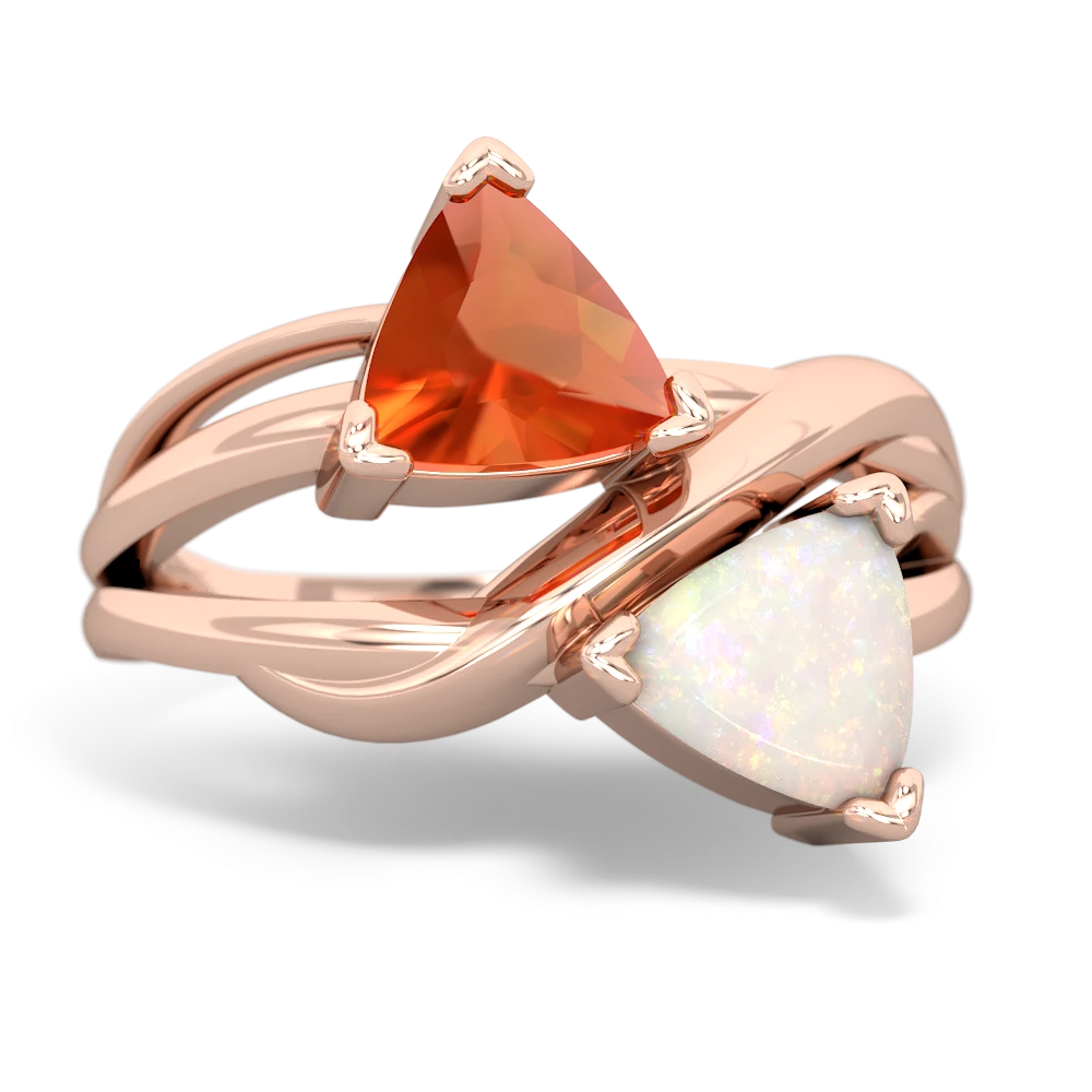 Fire Opal Split Band Swirl 14K Rose Gold ring R2341