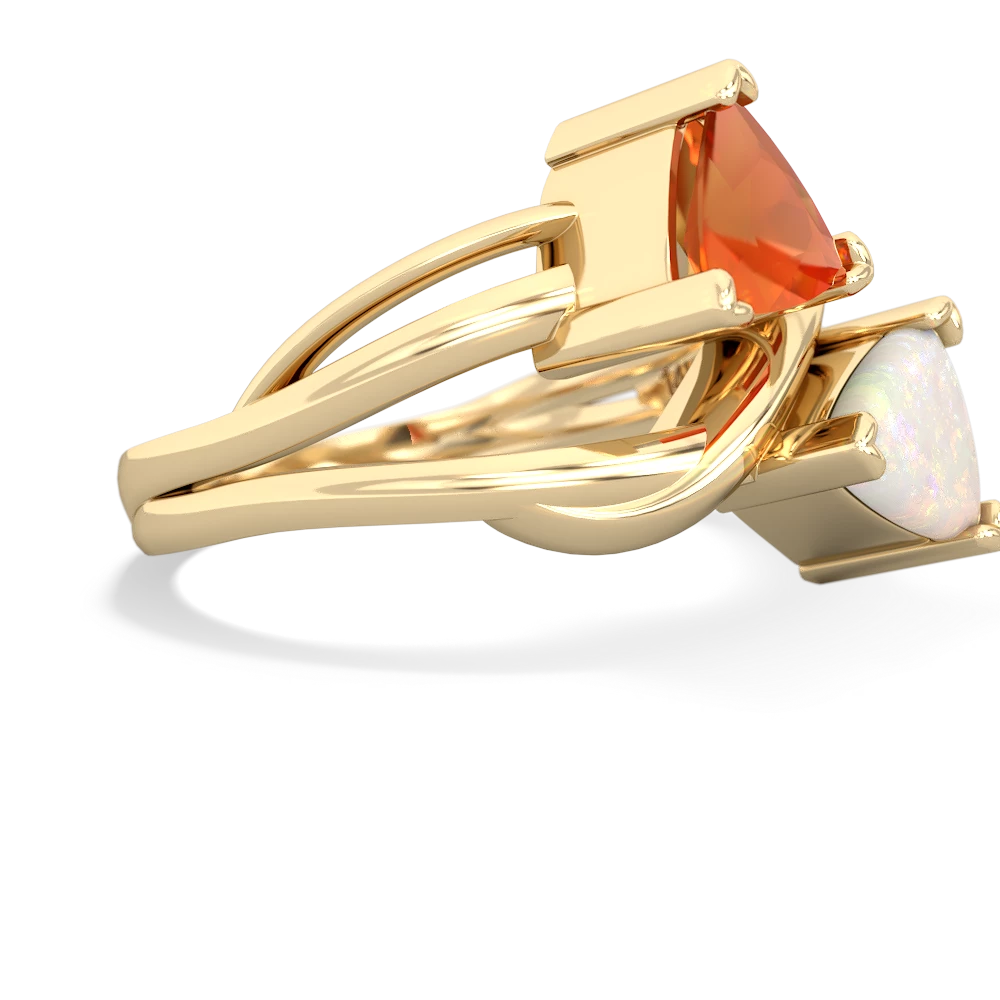 Fire Opal Split Band Swirl 14K Yellow Gold ring R2341