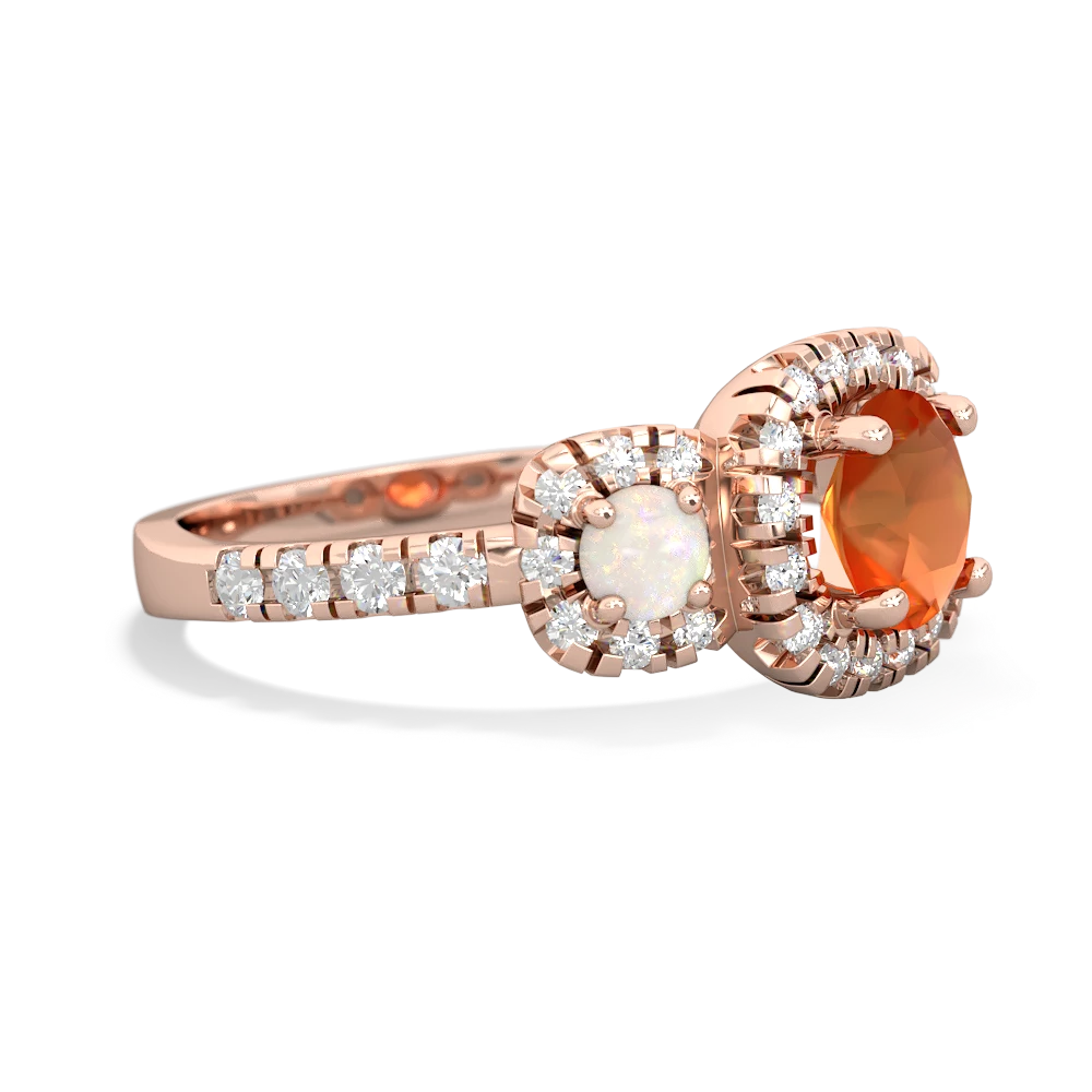 Fire Opal Regal Halo 14K Rose Gold ring R5350