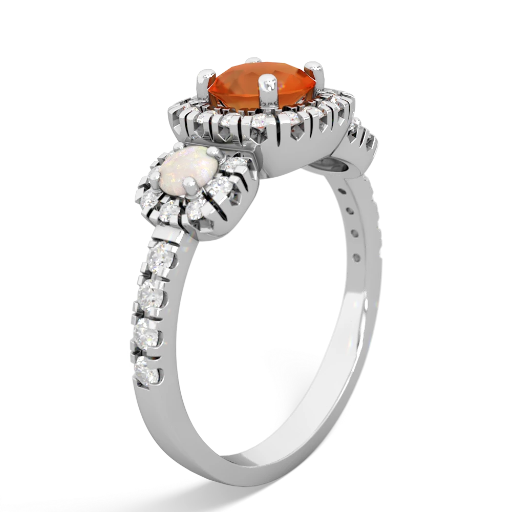 Fire Opal Regal Halo 14K White Gold ring R5350