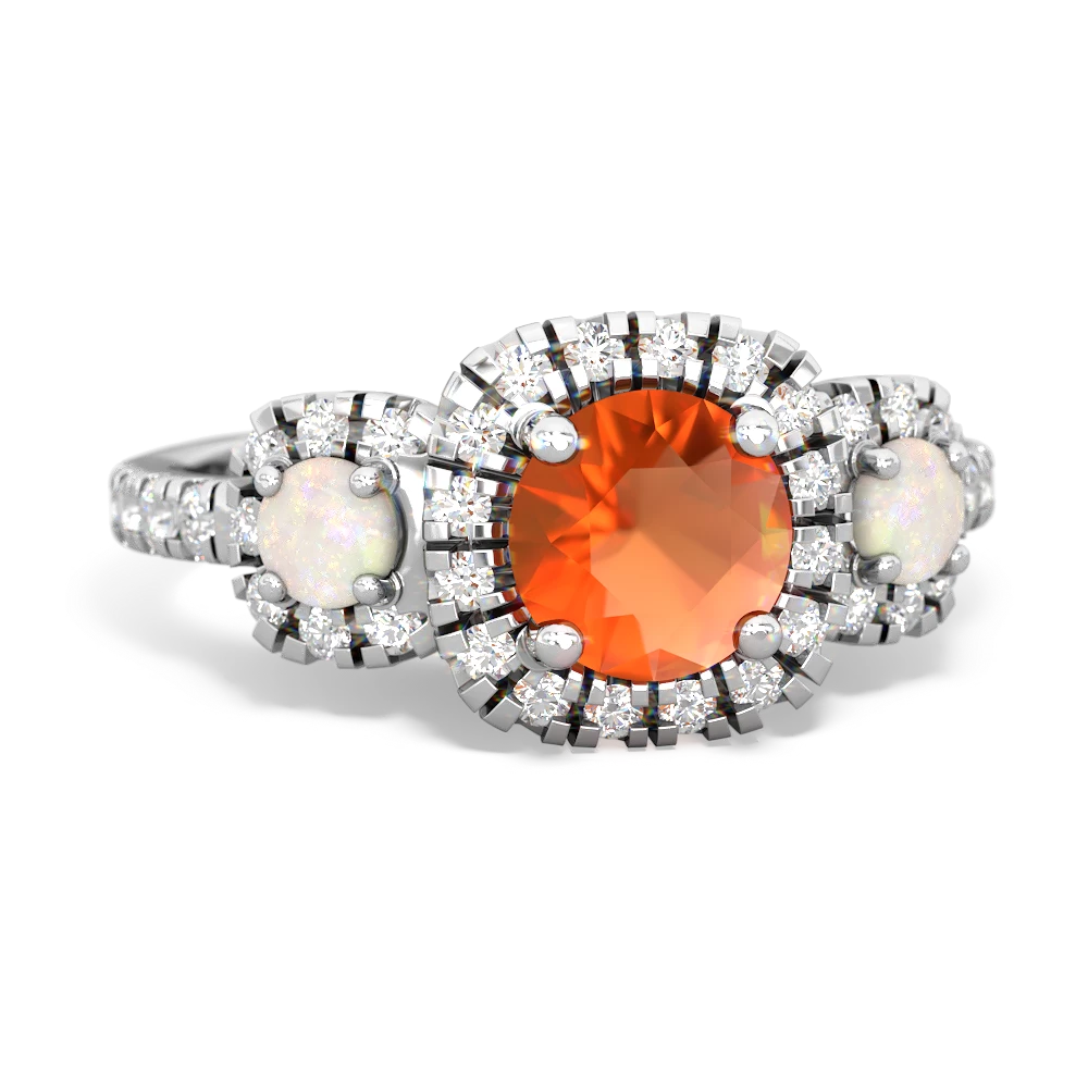 Fire Opal Regal Halo 14K White Gold ring R5350