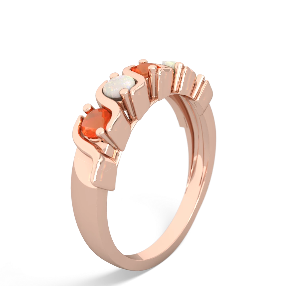 Fire Opal Anniversary Band 14K Rose Gold ring R2089