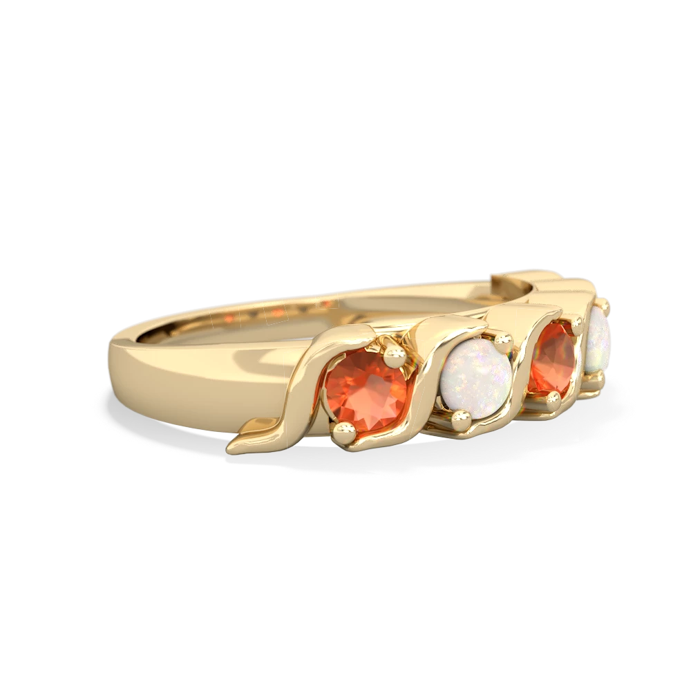 Fire Opal Anniversary Band 14K Yellow Gold ring R2089