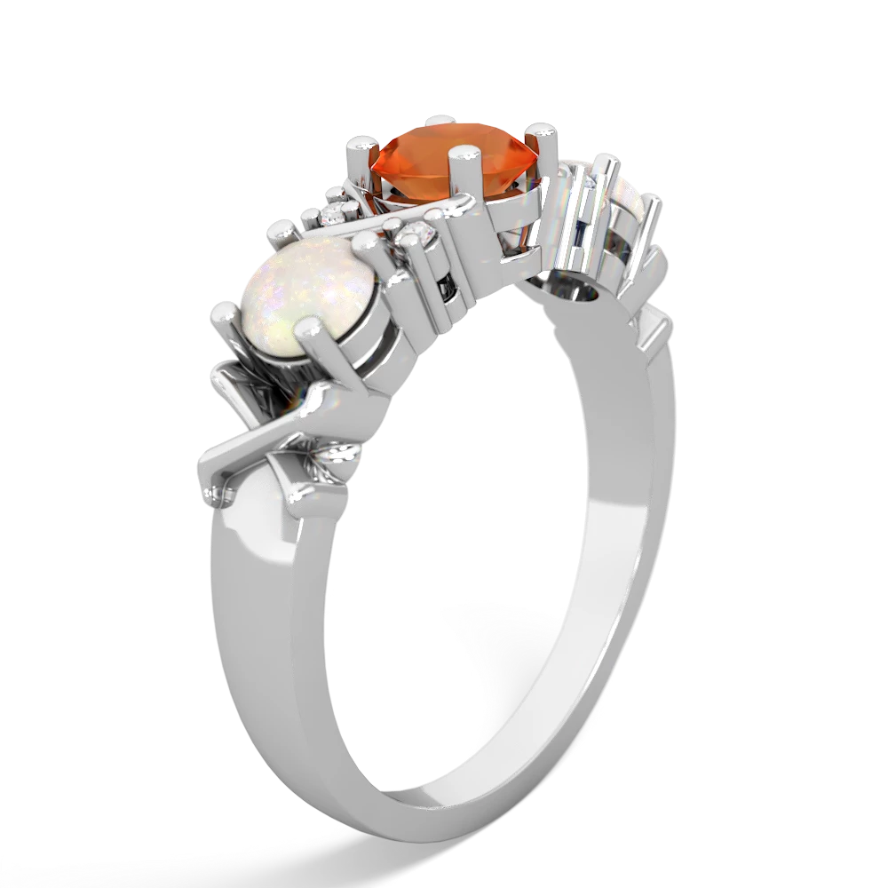 Fire Opal Hugs And Kisses 14K White Gold ring R5016