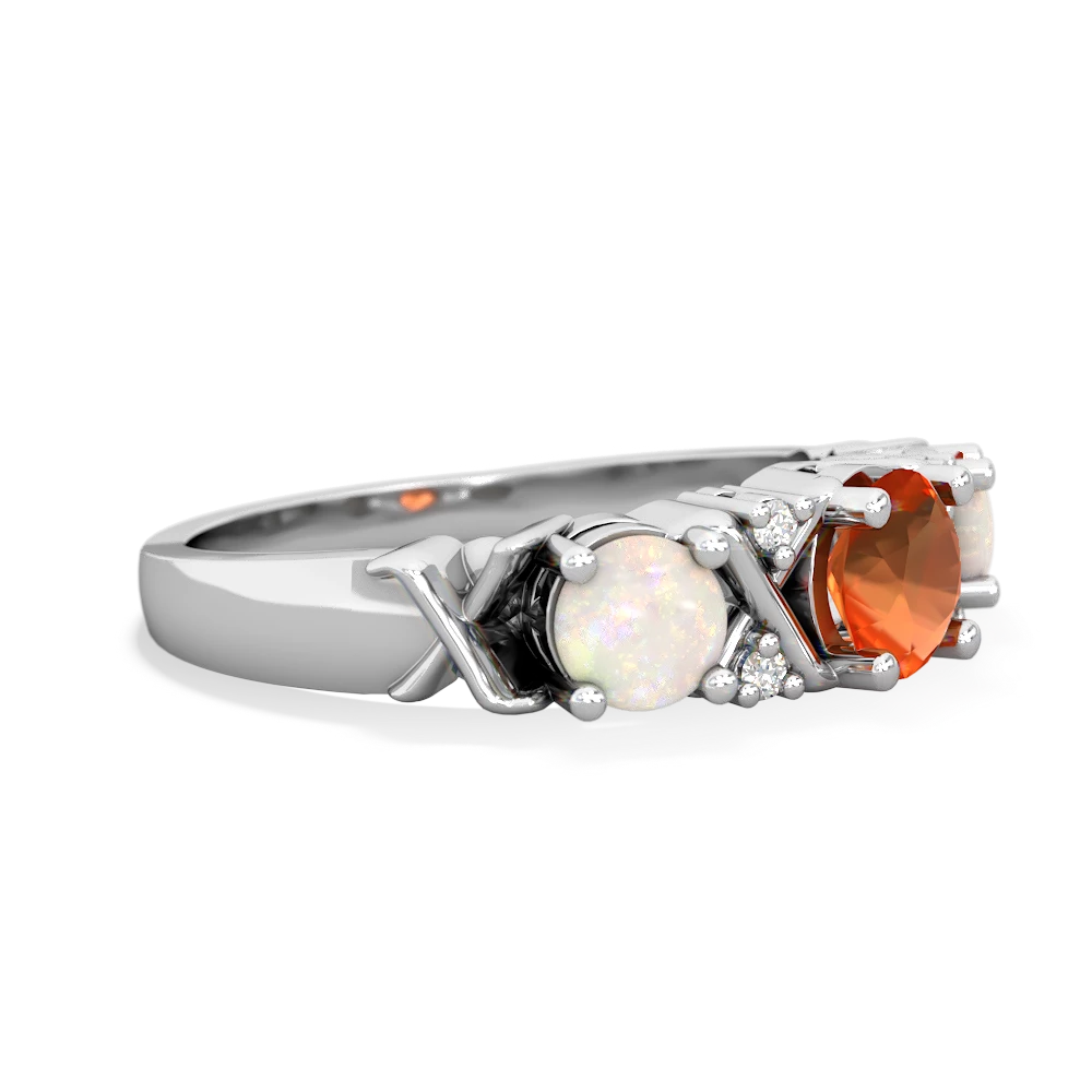 Fire Opal Hugs And Kisses 14K White Gold ring R5016