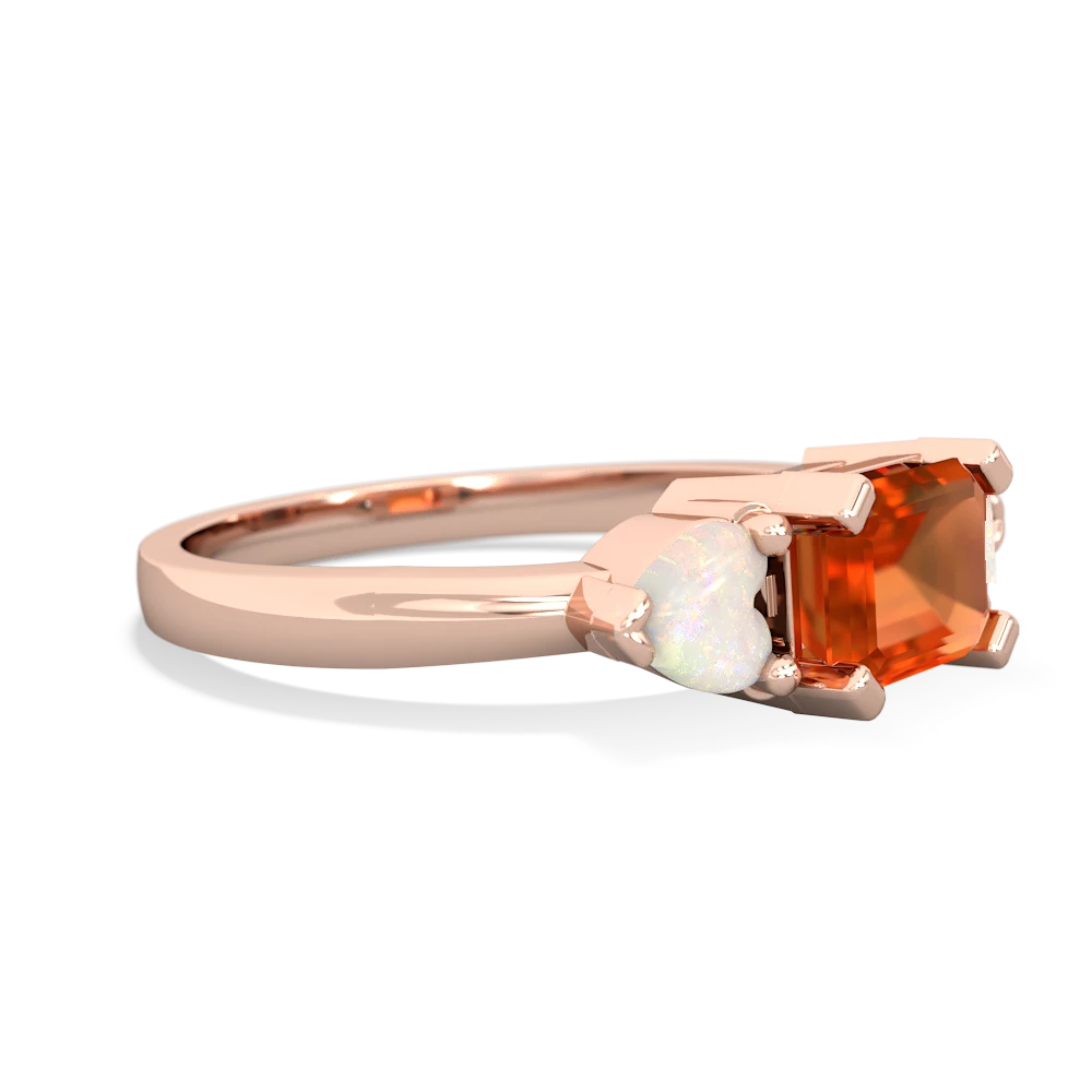 Fire Opal Three Stone 14K Rose Gold ring R5235