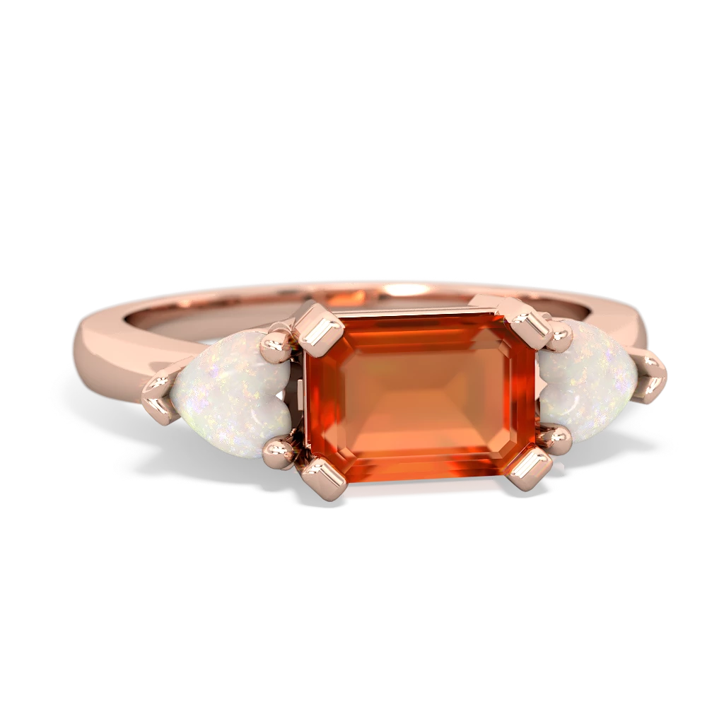 Fire Opal Three Stone 14K Rose Gold ring R5235