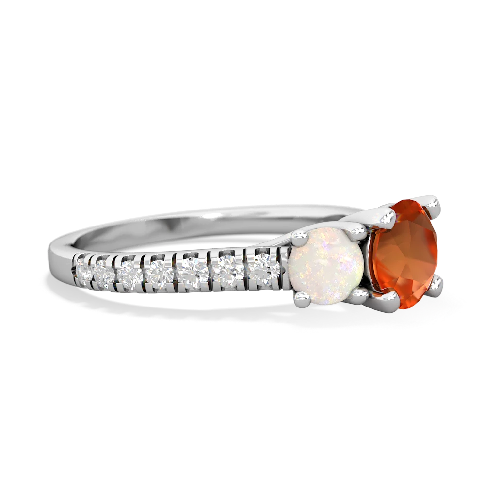 Fire Opal Pave Trellis 14K White Gold ring R5500