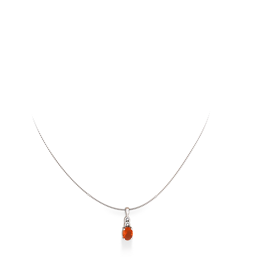 Fire Opal Links 14K White Gold pendant P4032