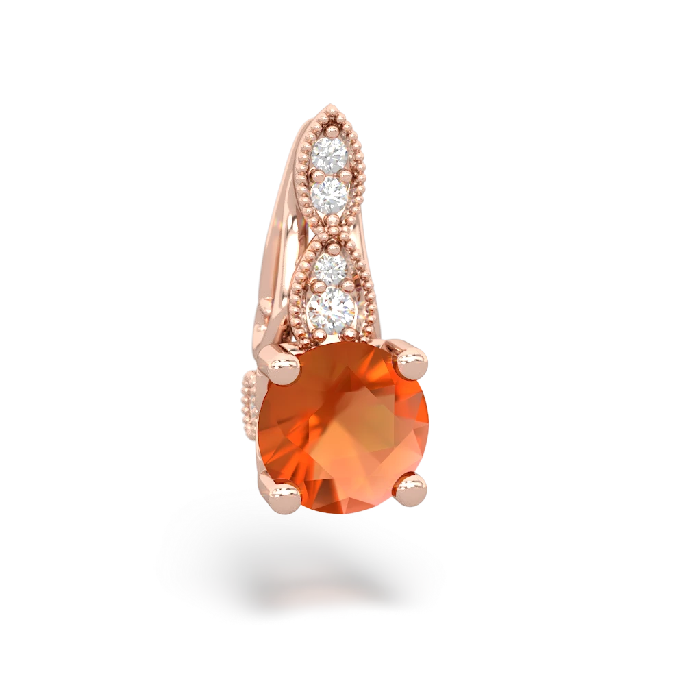 Fire Opal Antique Elegance 14K Rose Gold pendant P3100