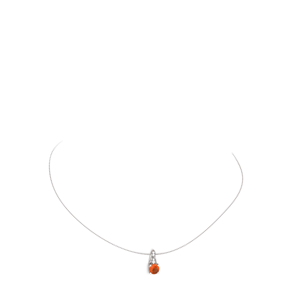 Fire Opal Antique Elegance 14K White Gold pendant P3100