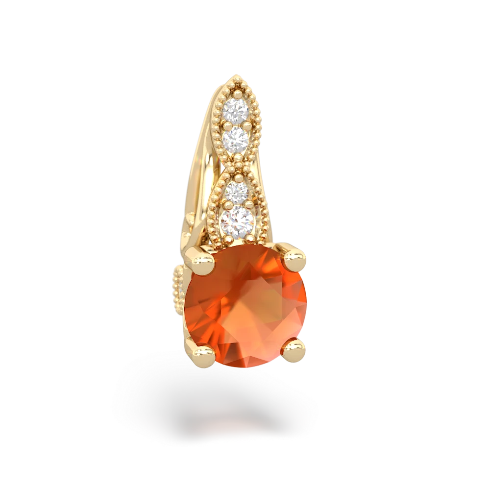 Fire Opal Antique Elegance 14K Yellow Gold pendant P3100