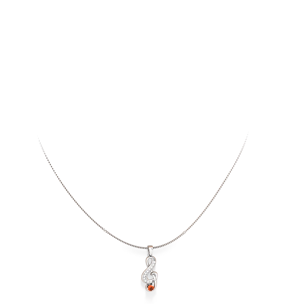 Fire Opal G-Clef Music 14K White Gold pendant P5830