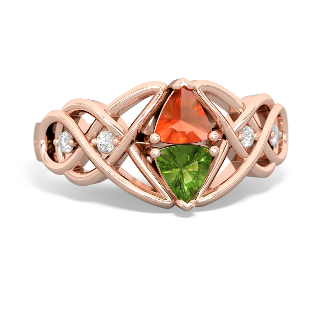 Fire Opal Keepsake Celtic Knot 14K Rose Gold ring R5300