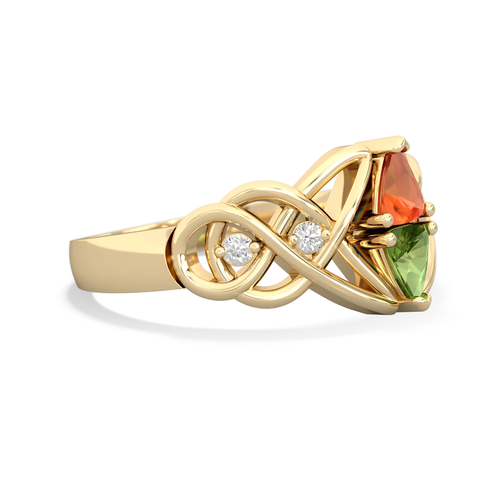 Fire Opal Keepsake Celtic Knot 14K Yellow Gold ring R5300