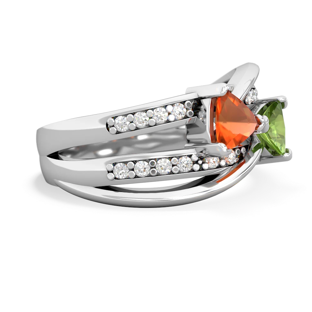 Fire Opal Bowtie 14K White Gold ring R2360