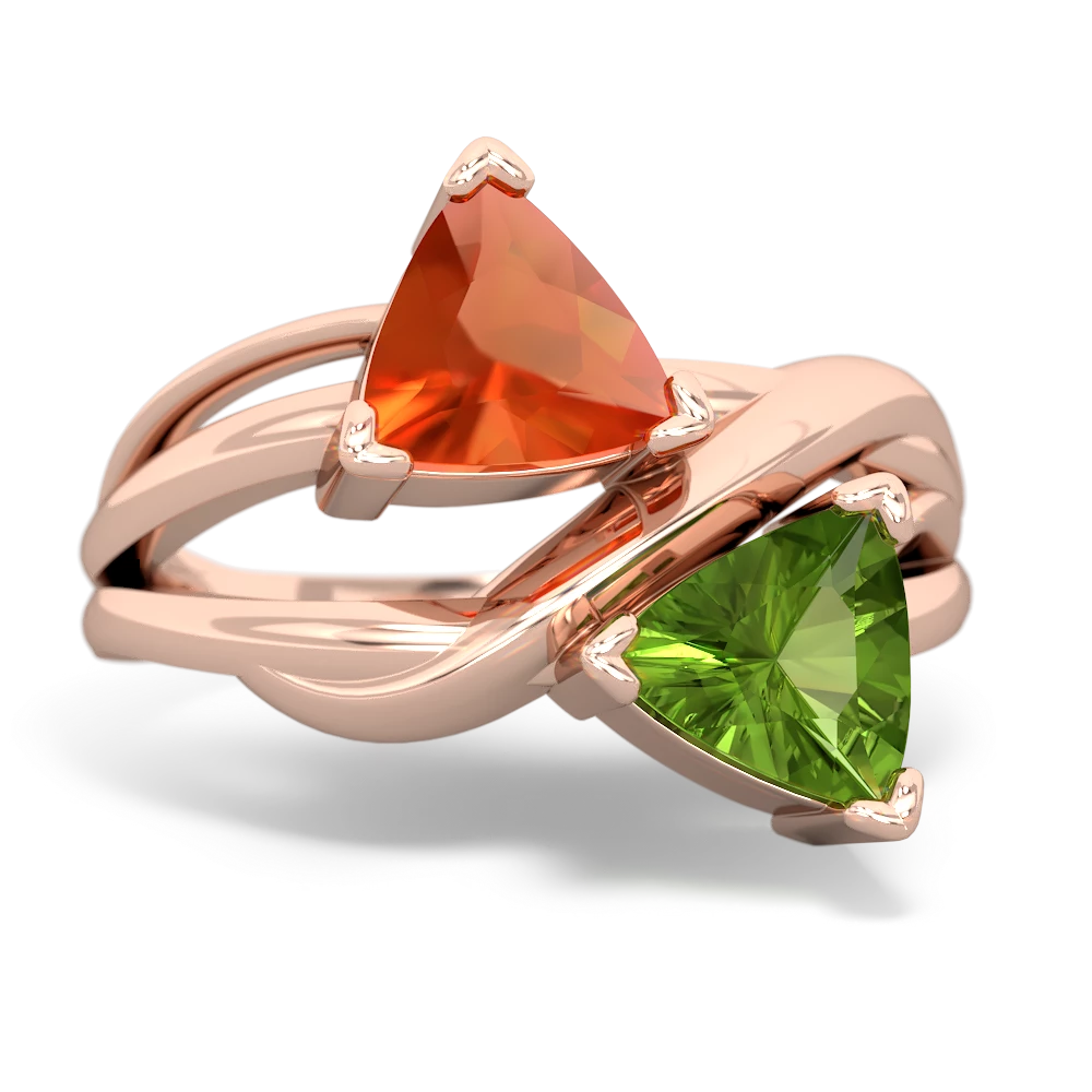 Fire Opal Split Band Swirl 14K Rose Gold ring R2341