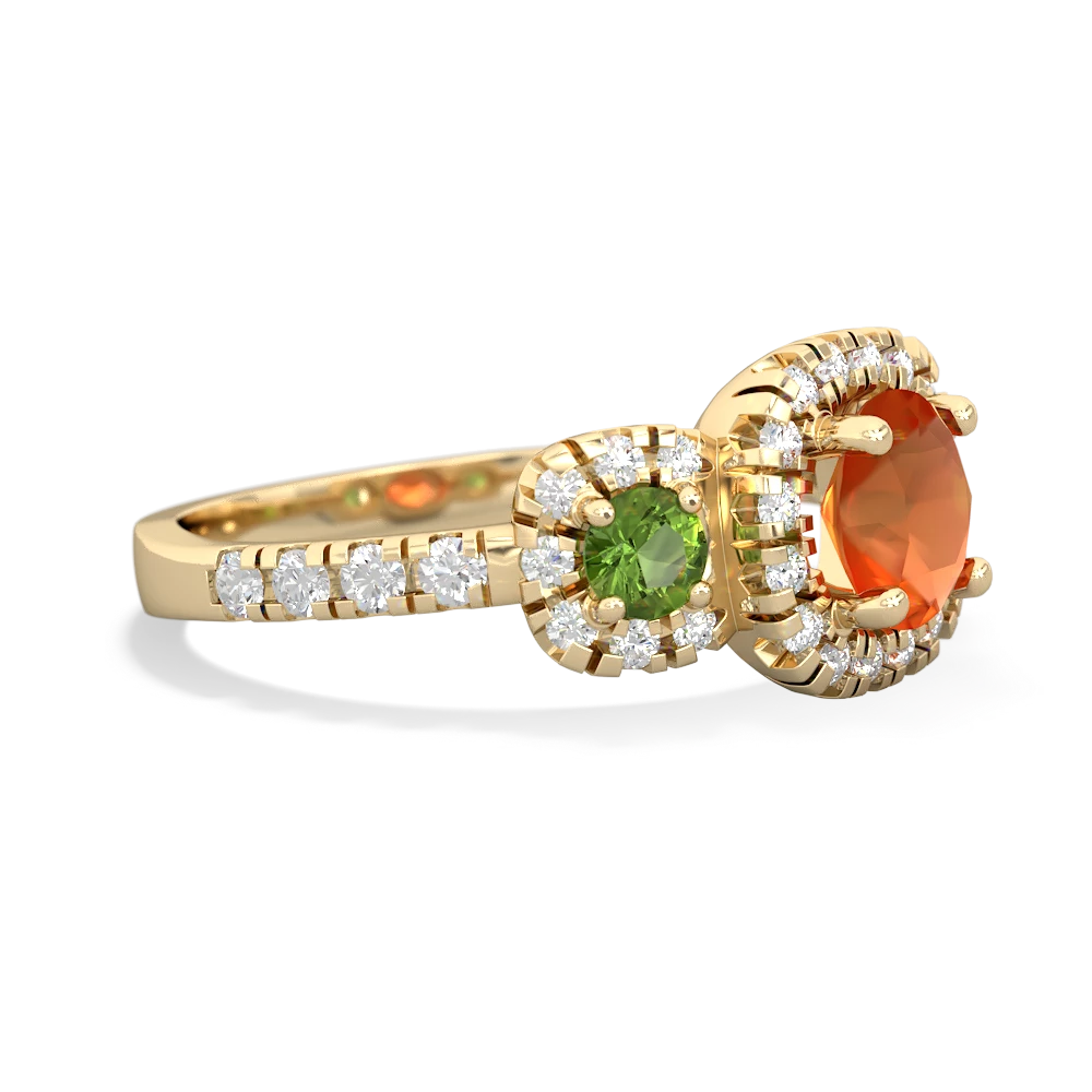 Fire Opal Regal Halo 14K Yellow Gold ring R5350