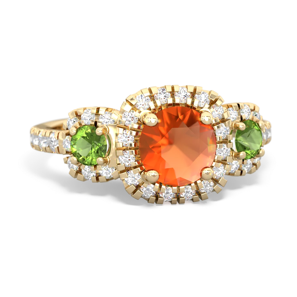 Fire Opal Regal Halo 14K Yellow Gold ring R5350