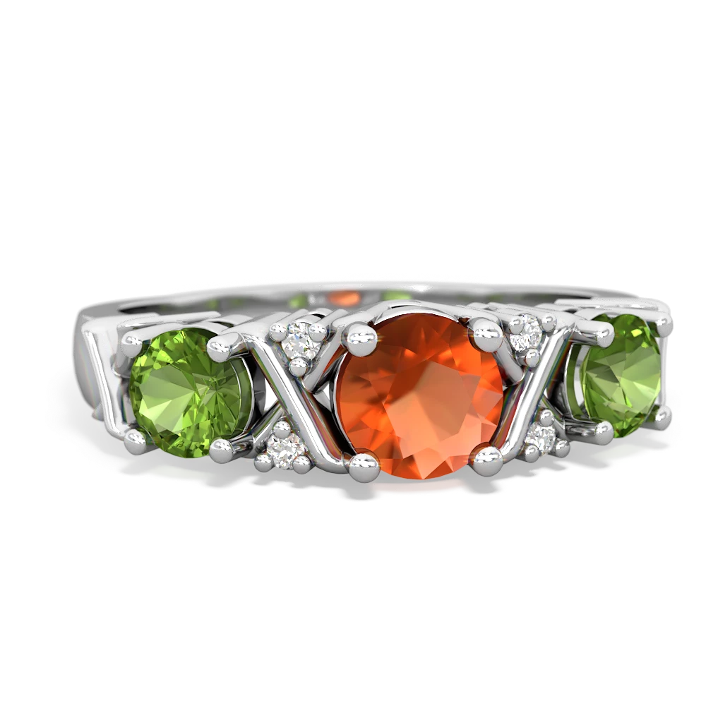 Fire Opal Hugs And Kisses 14K White Gold ring R5016