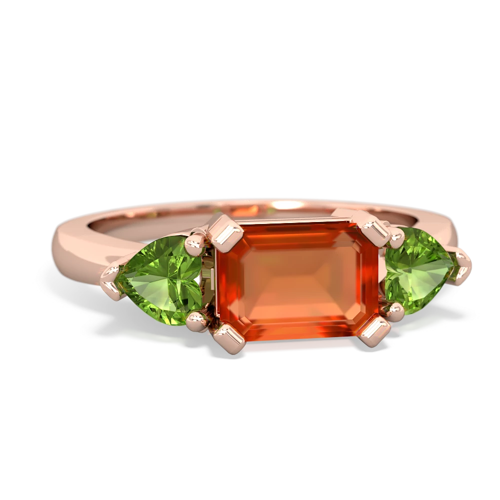 Fire Opal Three Stone 14K Rose Gold ring R5235