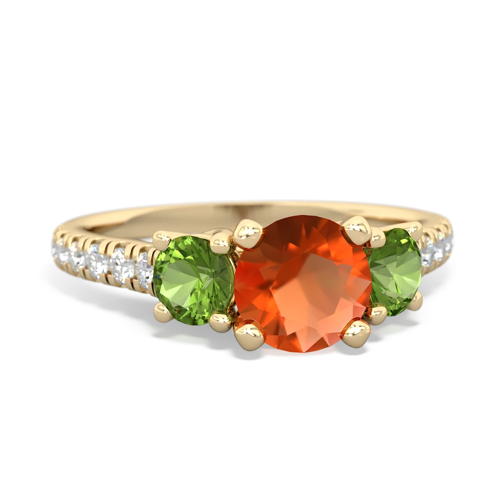 Fire Opal Pave Trellis 14K Yellow Gold ring R5500
