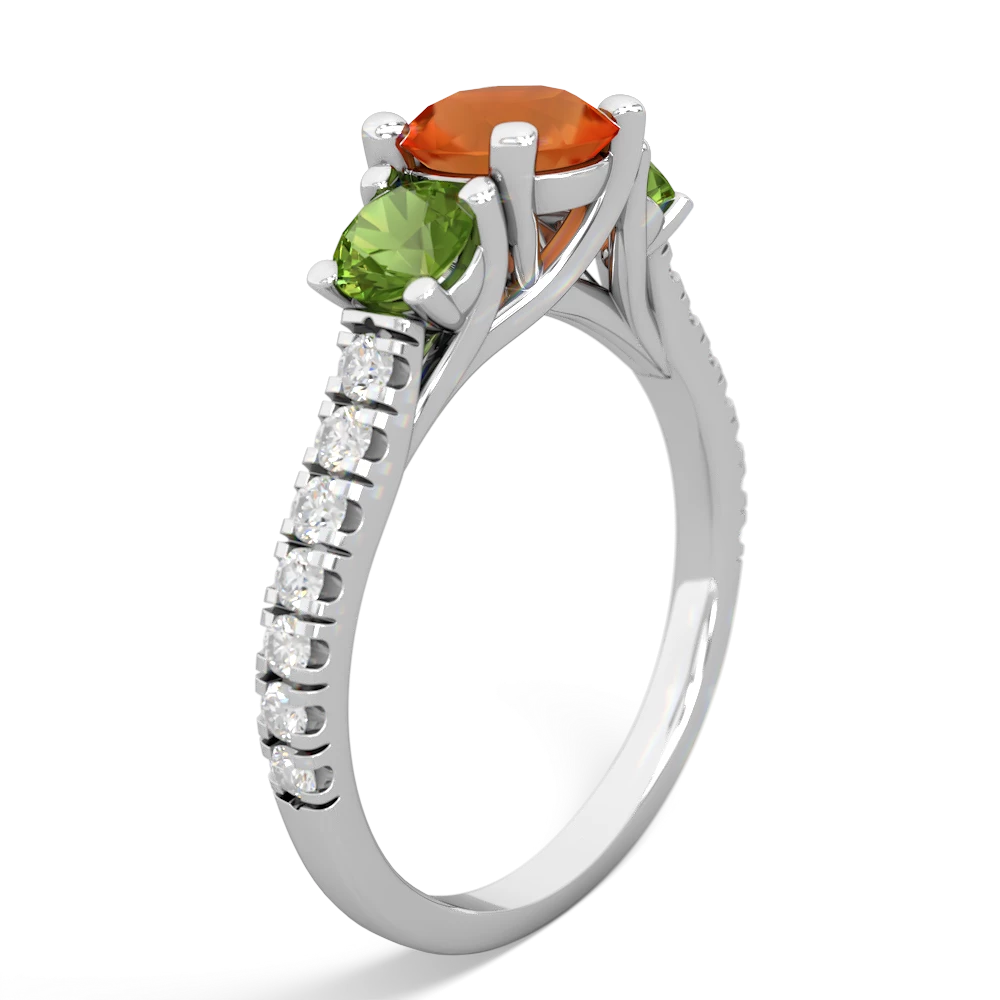 Fire Opal Pave Trellis 14K White Gold ring R5500