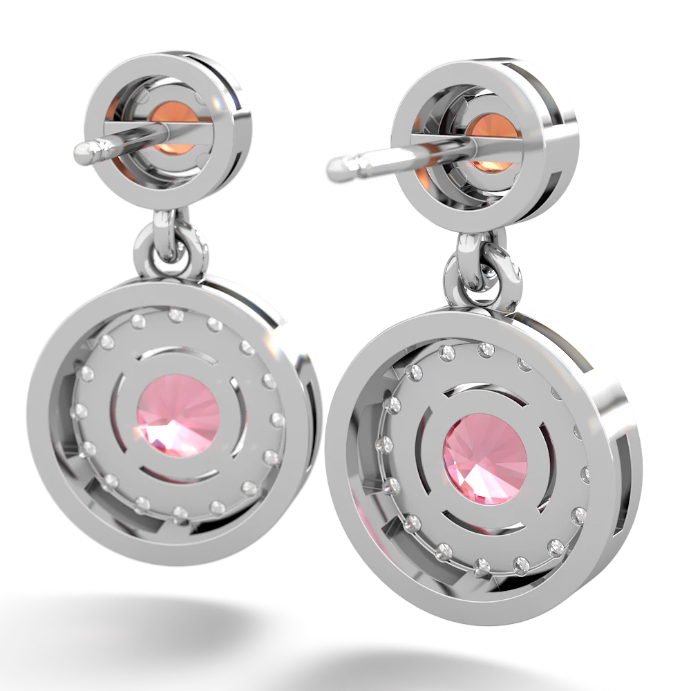 Fire Opal Halo Dangle 14K White Gold earrings E5319