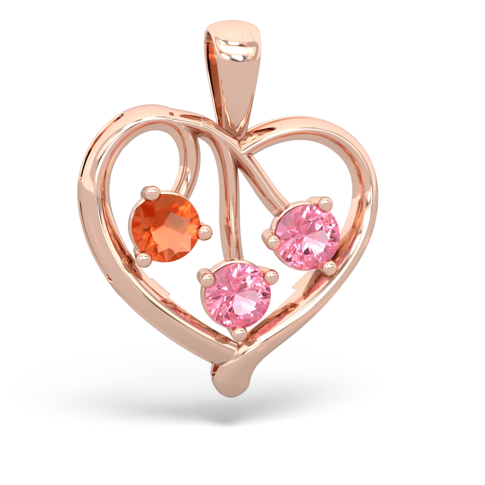 Fire Opal Glowing Heart 14K Rose Gold pendant P2233