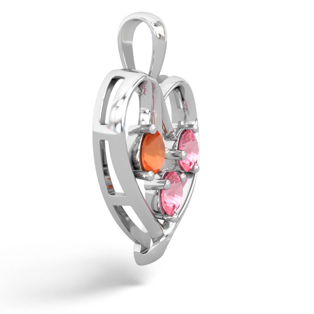 Fire Opal Glowing Heart 14K White Gold pendant P2233