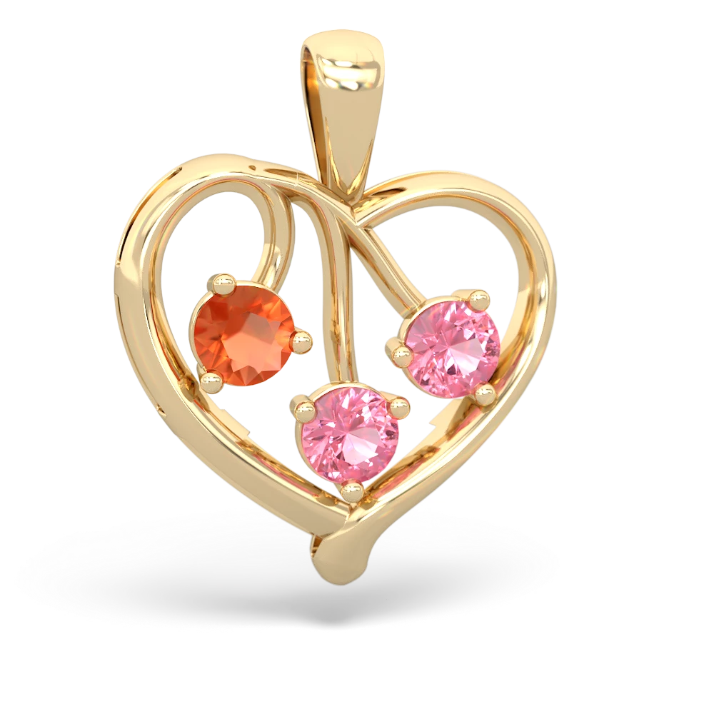 Fire Opal Glowing Heart 14K Yellow Gold pendant P2233