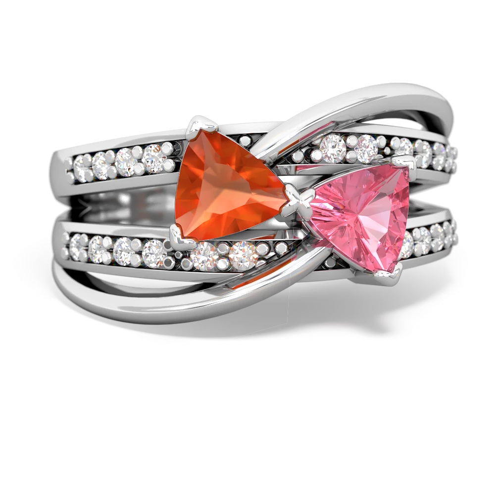 Fire Opal Bowtie 14K White Gold ring R2360