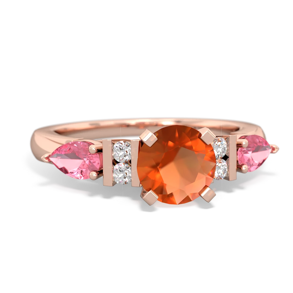 Fire Opal 6Mm Round Eternal Embrace Engagement 14K Rose Gold ring R2005