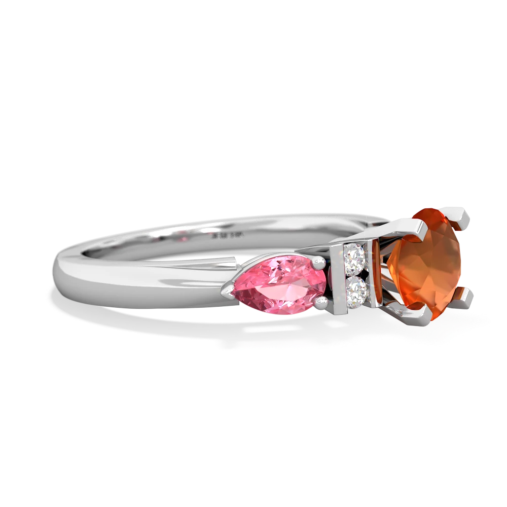 Fire Opal 6Mm Round Eternal Embrace Engagement 14K White Gold ring R2005