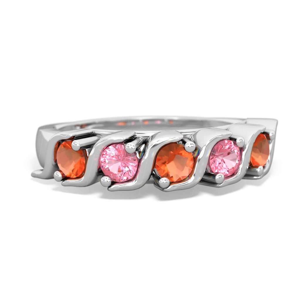 Fire Opal Anniversary Band 14K White Gold ring R2089