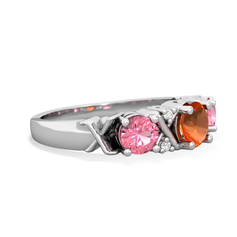 Fire Opal Hugs And Kisses 14K White Gold ring R5016