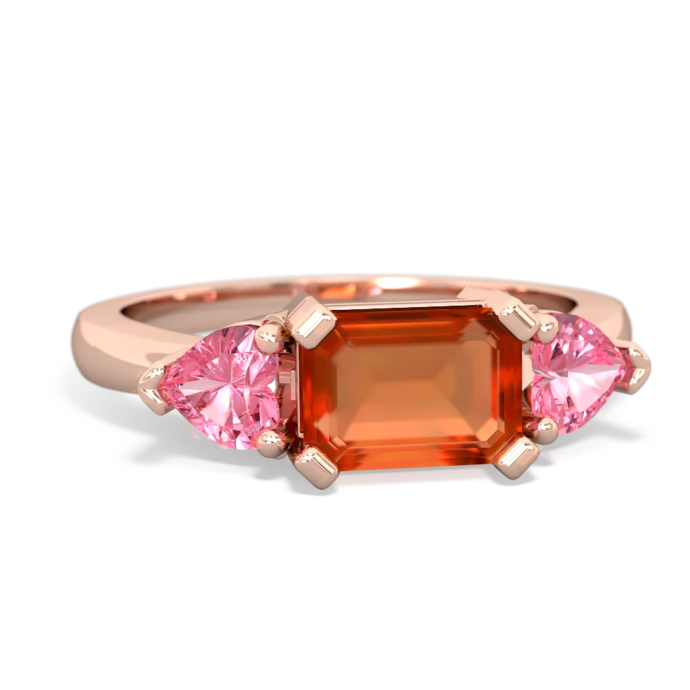 Fire Opal Three Stone 14K Rose Gold ring R5235